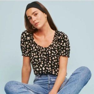 Reformation Cheyanne Top - Haley Black Floral Print - Size Small